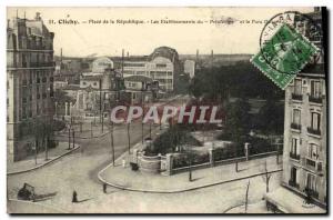 Old Postcard Clichy Place de la Republique