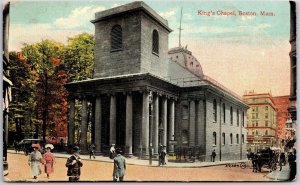 King's Chapel Boston Massachusetts MA Main Road & Religious Building Postcard