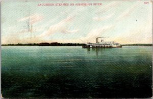 Excursion Steamer on Mississippi River c1907 Vintage Postcard S56