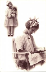 German Bisque Doll and her Mistress Postcard PC186