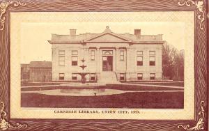Union City Indiana c1908 Postcard Carnegie Library 