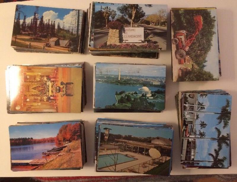 About ONE THOUSAND vintage chromium United States postcards 1950s 1960s  