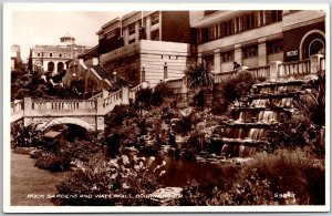 Rock Gardens And Waterfall Bournemouth England Real Photo RPPC Postcard