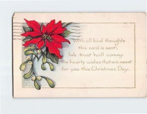 Postcard Christmas Greeting Card with Quote and Embossed Art Print