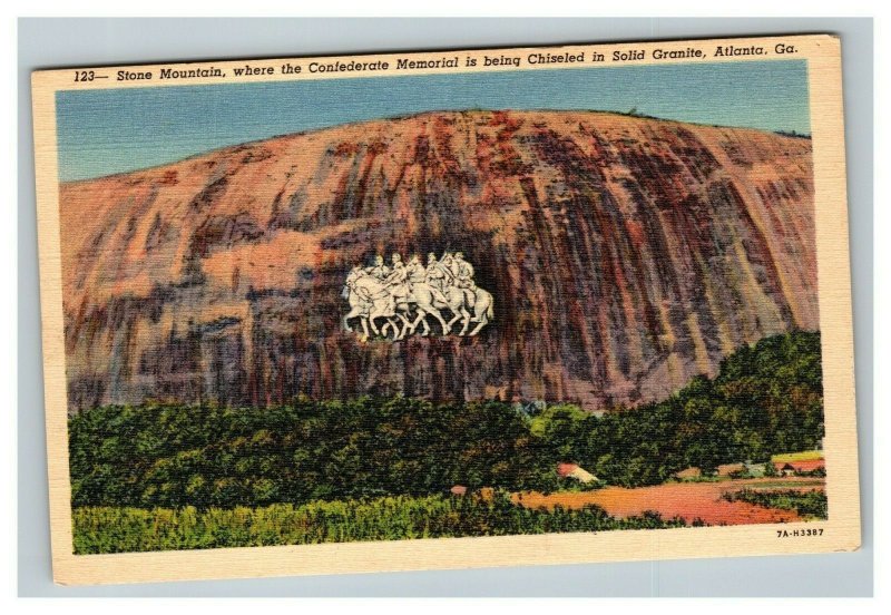 Vintage 1930's Curteich Postcard Stone Mountain Monument BEFORE IT WAS BUILT