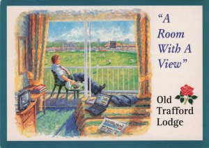 Old Trafford Lodge Lancashire Cricket Ground Advertising Postcard
