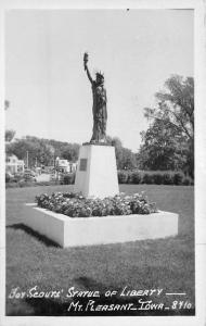 Boy Scouts Statue Liberty 1955 Mt Pleasant Iowa RPPC real photo Hamilton 10352