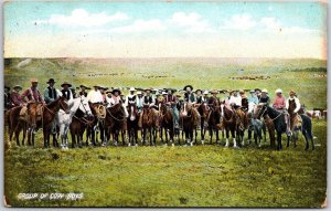 1909 Group Of Cowboys Race Ground Greenery Posted Postcard