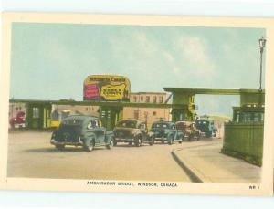 Windsor Bridge Windsor Canada Old Cars Welcome to Canada Essex  Postcard # 6029