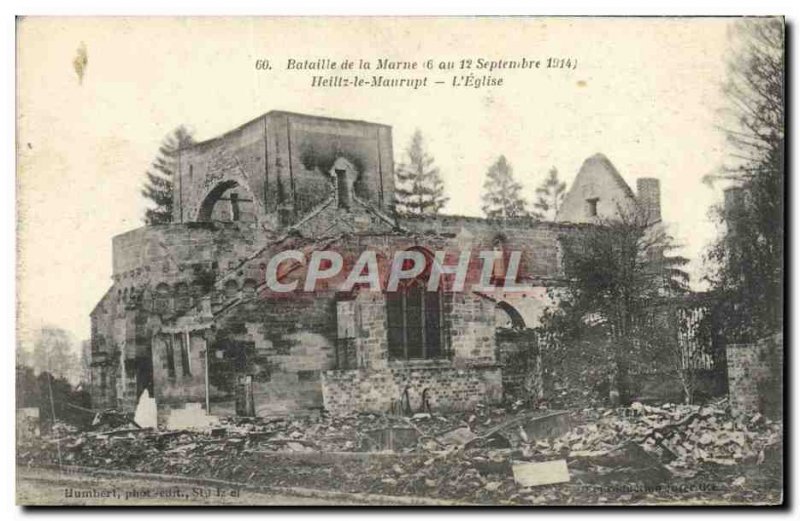 Old Postcard Battle of the Marne Heiltz le Maurupt L & # 39eglise Army
