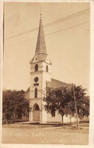 F3/ Deshler Nebraska RPPC Postcard c1910 Freidens Lutheran Church