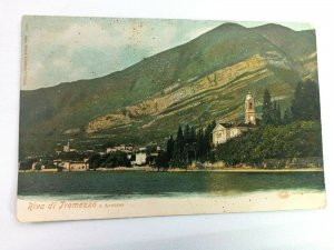 Vintage Postcard Riva di Tremezzo Azzano Water, Beach & Town Scene Italy