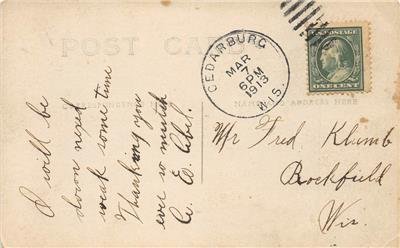 RPPC Horse, Farmhouse Real Photo Cedarburg, WI Ozaukee Co 1913 Vintage Postcard