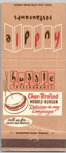 VINTAGE HAMBURGER MATCHBOOK - HUDDLE RESTAURANTS HUDDLE BURGER MB173