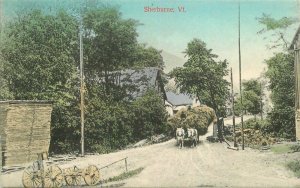 C-1908 Horse Drawn Hay Wagon hand colored Sherburne Vermont Postcard 20-6680