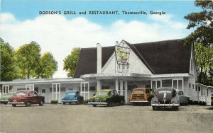 Linen Postcard; Dodson's Grill & Restaurant, Thomasville GA Jct. Hwy 19 & 84 N.