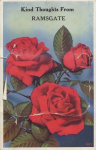 Kind Thoughts From Ramsgate Kent Mailing Novelty Roses Postcard