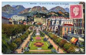 Old Postcard Menton The Garden and the Mountain Sainte Agnes