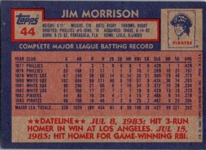 1984 Topps Baseball Card Jim Morrison Pittsburgh Pirates sk3599a