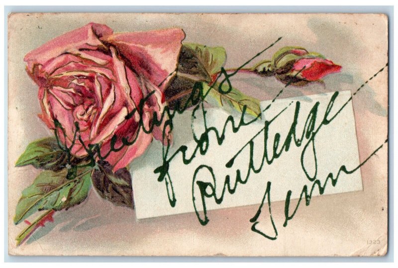 1910 Greetings From Rutledge Tennessee TN Flower Roses Antique Posted Postcard