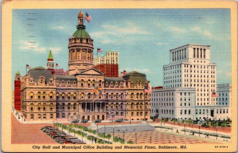 Maryland Baltimore City Hall and Municipal Office Building & Memorial Plaza 1942
