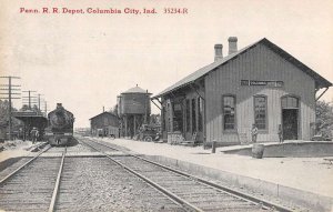 Columbia City Indiana Train Station Vintage Postcard AA15418