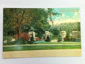 Vintage Postcard 1910's Entrance to Foxhill Residence of Hon H. H. Bridgman CT