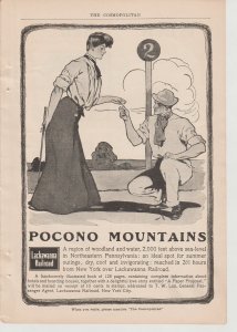 Lackawanna Railroad to the Pocono Mountains, 1905 Ad Lady with Ticket