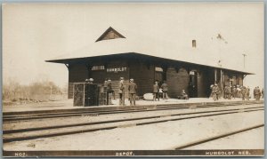 HUMBOLDT NE RAILROAD DEPOT RAILWAY STATION ANTIQUE REAL PHOTO POSTCARD RPPC