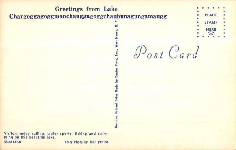 Webster Massachusetts Lake Chargog Sail Boat Vintage Postcard KA688957