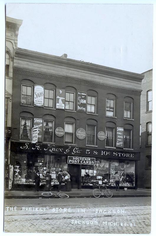 Jackson MI 5 & 10 Store Great Signage Very Clear RPPC Real Photo Postcard Shop