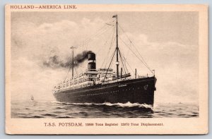 Transportation: Ship~Holland-America Line TSS Potsdam Ocean Liner~Vtg Postcard