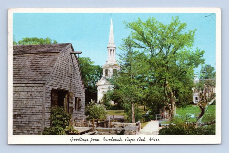 Greetings from Sandwich Cape Cod MA Massachusetts Chrome Postcard M7