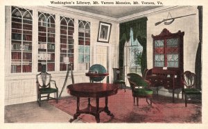 Vintage Postcard Washington's Library Mount Vernon Mansion Mt. Vernon Virginia