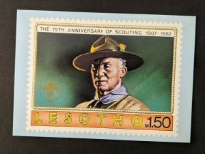 Mint Vintage Boy Scout Scouting Anniversary Postcard Lesotho