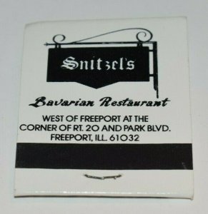 Snitzel's Bavarian Restaurant Freeport Illinois 20 Strike White Matchbook