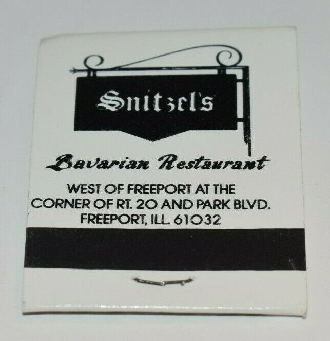 Snitzel's Bavarian Restaurant Freeport Illinois 20 Strike White Matchbook