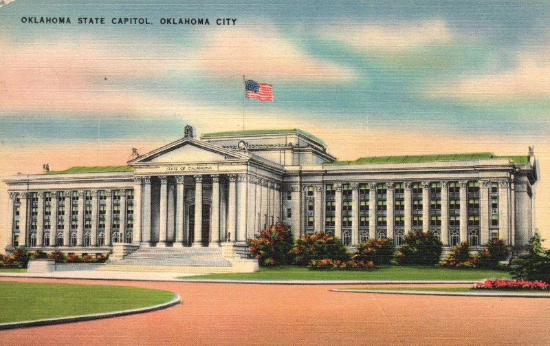 Vintage Postcard 1930's Oklahoma State Capitol Building Oklahoma City OK