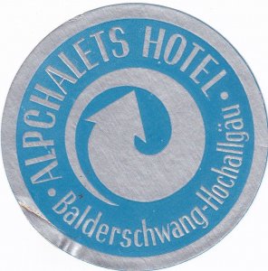 Germany Balderschwang Alpchalets Hotel Vintage Luggage Label sk3781