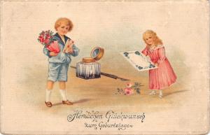 BG8828 boy and girl letter flower  geburtstag birthday greetings germany