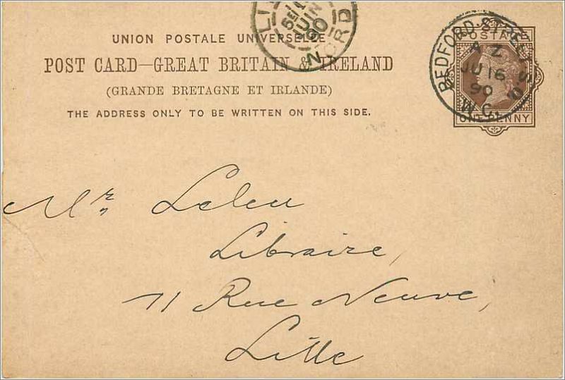 Entier Postal Stationery Postal Great Britain Great Britain 1890 Bedford to L...