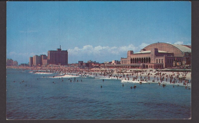 New Jersey ATLANTIC CITY Panoramic Convention Hall, Beach Front Hotels - Chrome