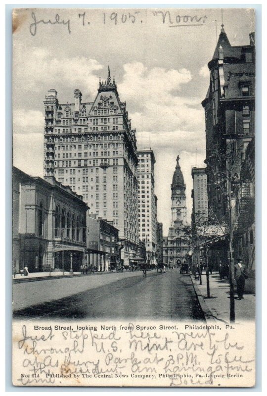 1905 Broad Street Looking North North Spruce Street Philadelphia Penn Postcard