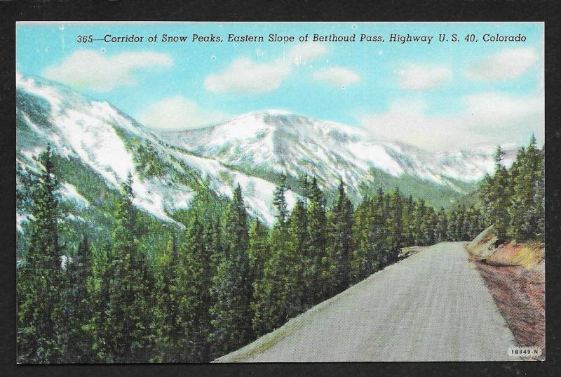 Snow Peaks Eastern Slope Berthoud Pass Hghway US 40 Colorado Unused c1930s