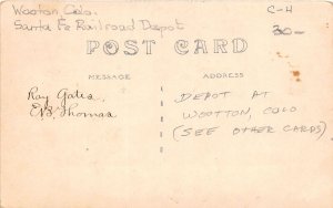 J36/ Wootton Colorado RPPC Postcard c1910 Santa Fe Railroad Depot 111