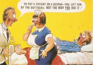 To put a patient on a badpan..  Humorous Bamforth risque postcard, # 2/BAM