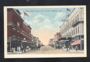 ANDERSON INDIANA DOWNTOWN MAIN STREET SCENE STORES VINTAGE POSTCARD