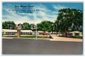 c1950's San Marco Court Motel Roadside St. Augustine Florida FL Vintage Postcard