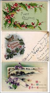 Greeting - Christmas - 3 - Cards with Holly