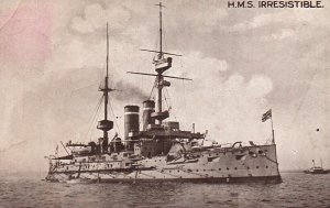 Postcard Royal Navy HMS Irresistible c1910 England